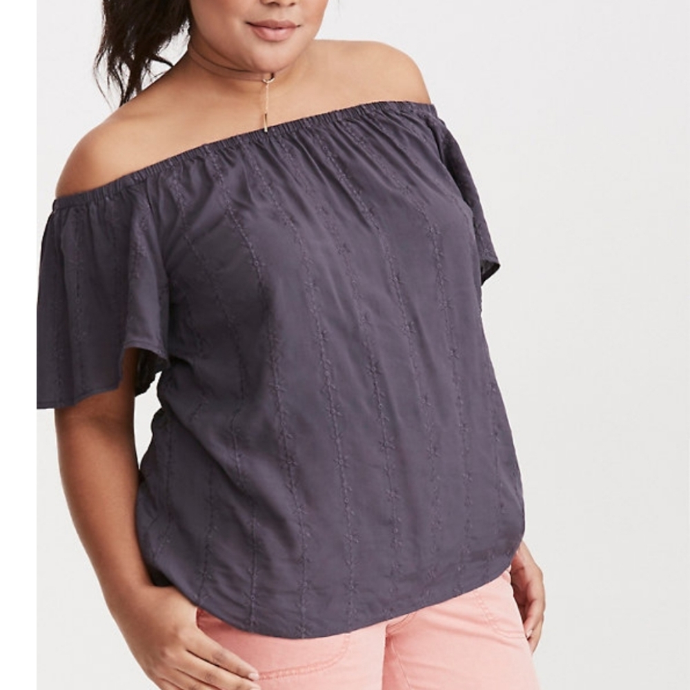 Torrid Off Shoulder Blouse Grey 2X size 18/20